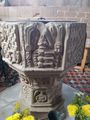 The beautiful carved font - the journey starts in the church 