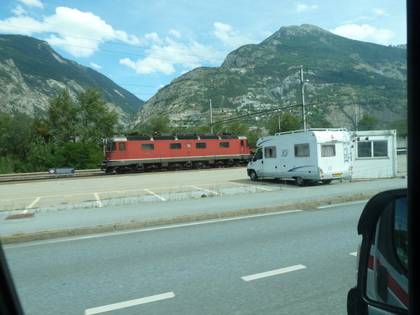 a train near the bottom of the Simplon Pass