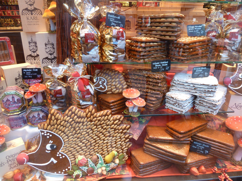 A shop display of biscuits 
