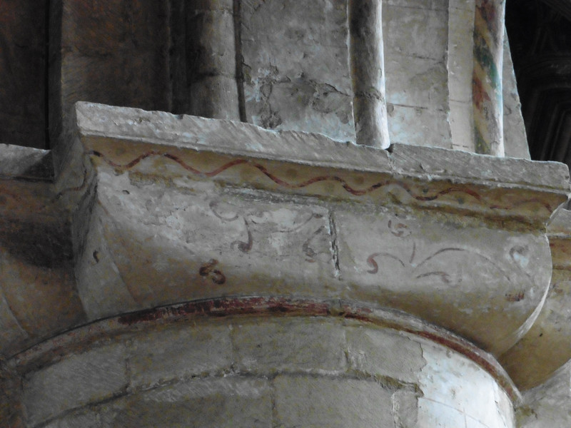 small remnants of medieval wall paintings 