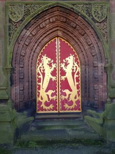 What is behind this church door?