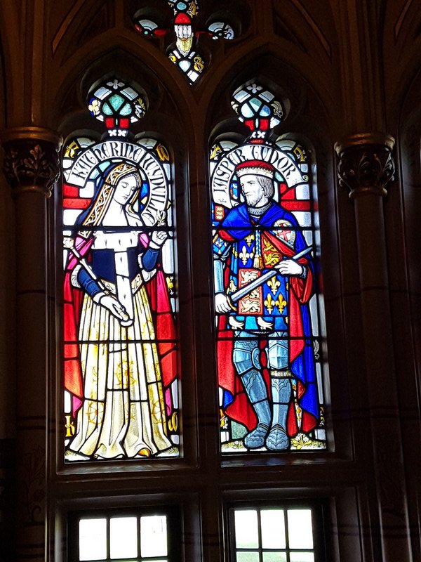Saints in the leaded windows 