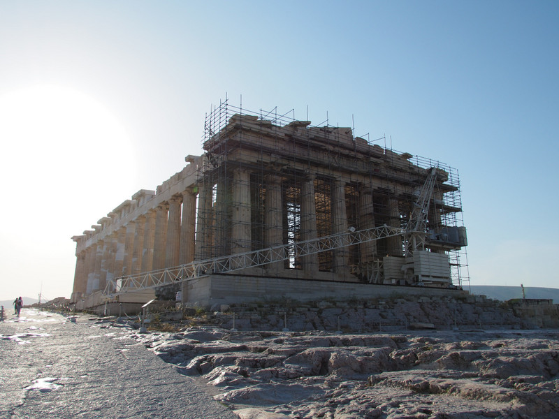 The Parthenon in its scaffolding shell 