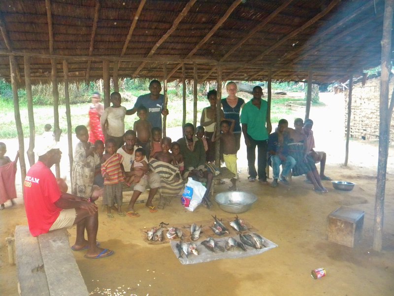 In Nyamabande. As small gift we gave some fish to the families before leaving