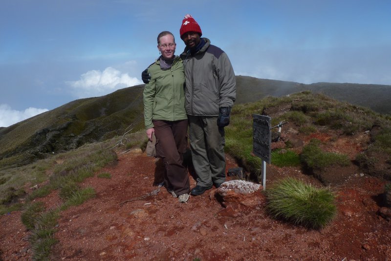 On the top of Mt Cameroon with my guide!