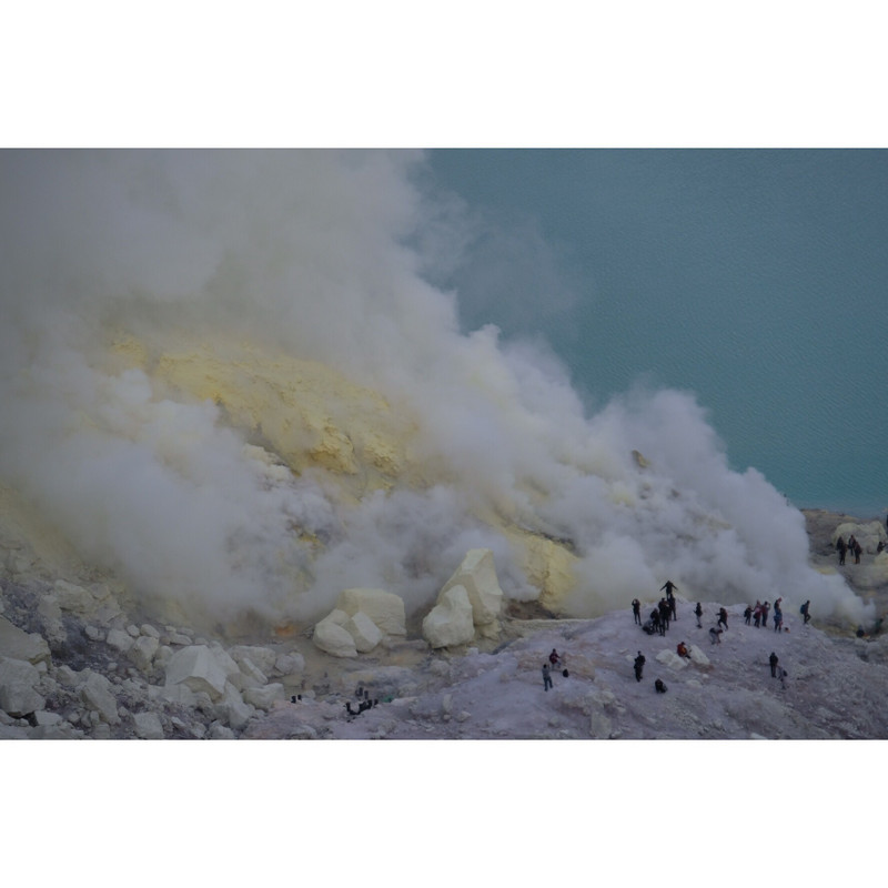 The high sulphur content smoke coming out from the crater