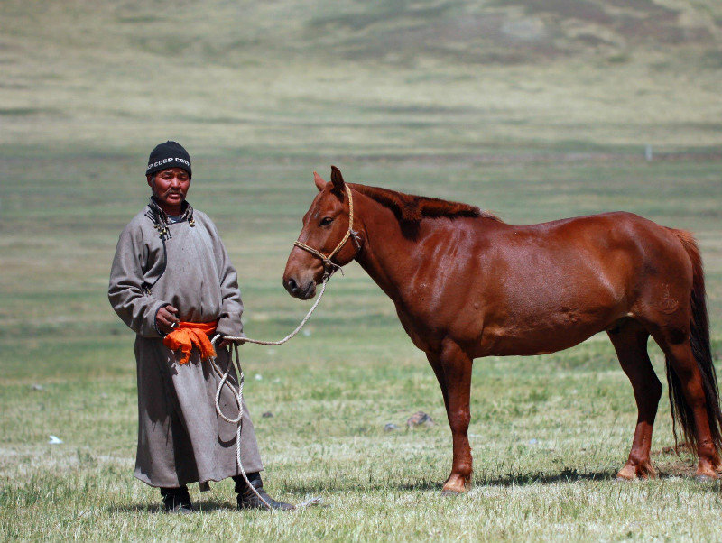 The nomad man with his horse