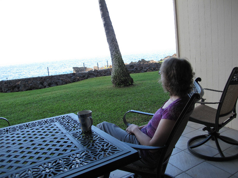 Watching the ocean from the lanai