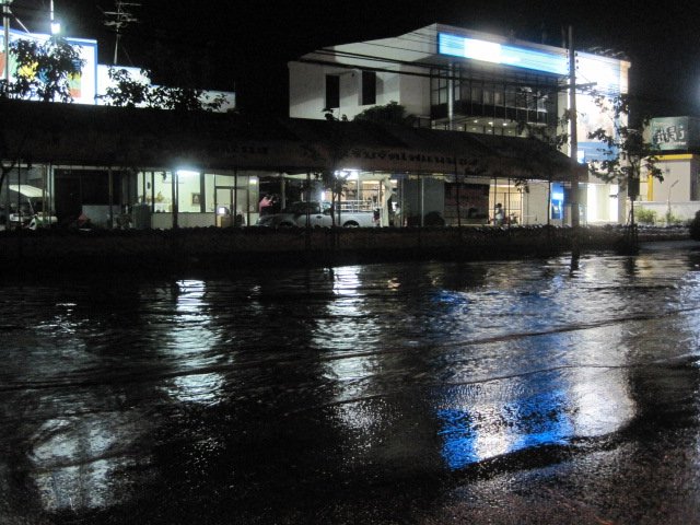 the start of the flooded street