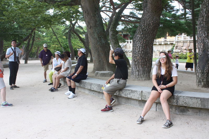 Hmm, what's the tour guide saying?  Maybe I should have paid more attention in Korean class!