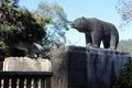 bears guarding the old bridge that was blown out in the '94 flood