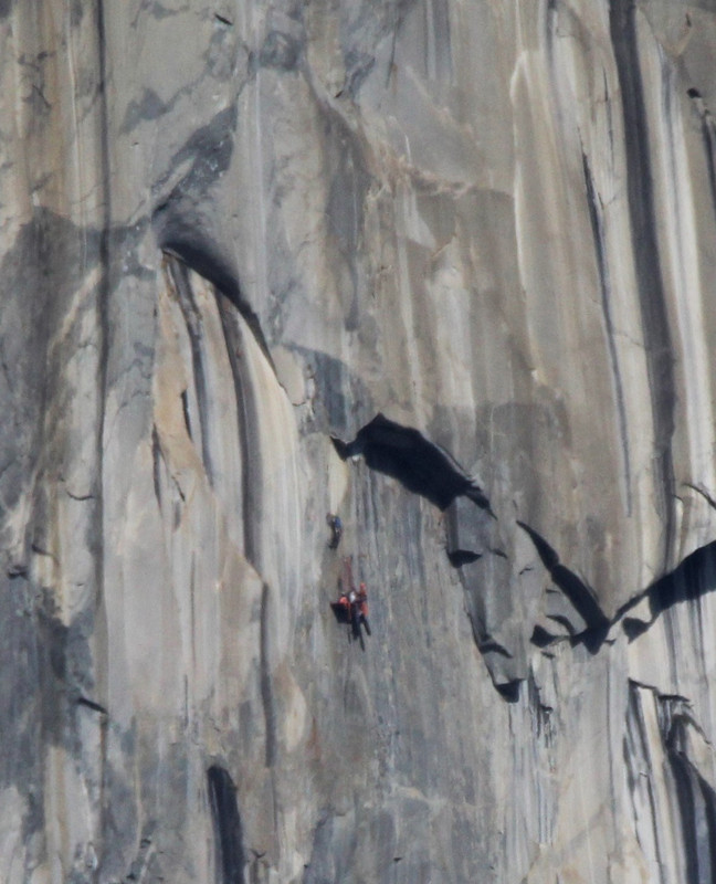 close-up of climbers on El Capitan 