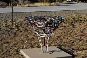 sculpture made of bicycle handle bars