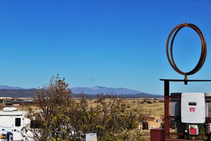 View from our campground of Santa Fe and the mt. beyond