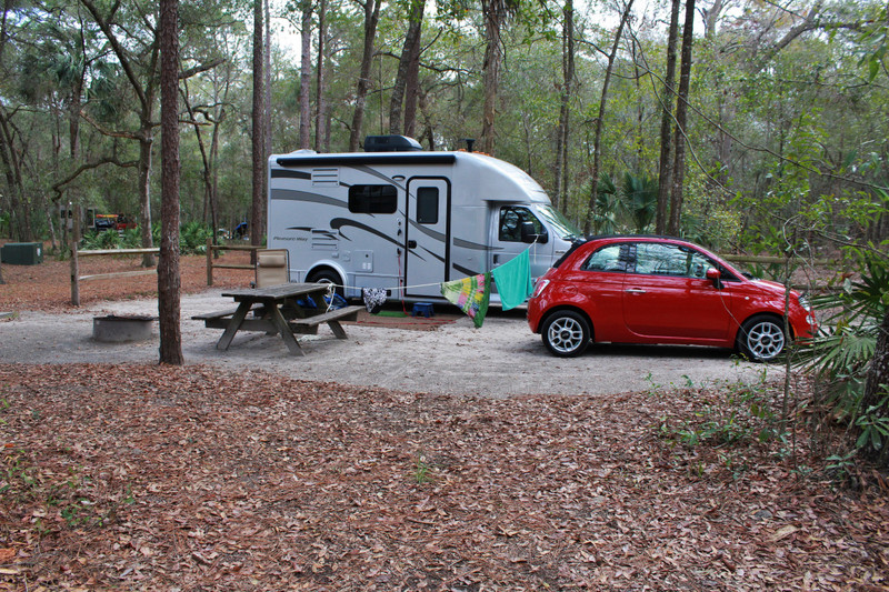 Campsite at Wekiwa Springs, note the newly waxed camper and car