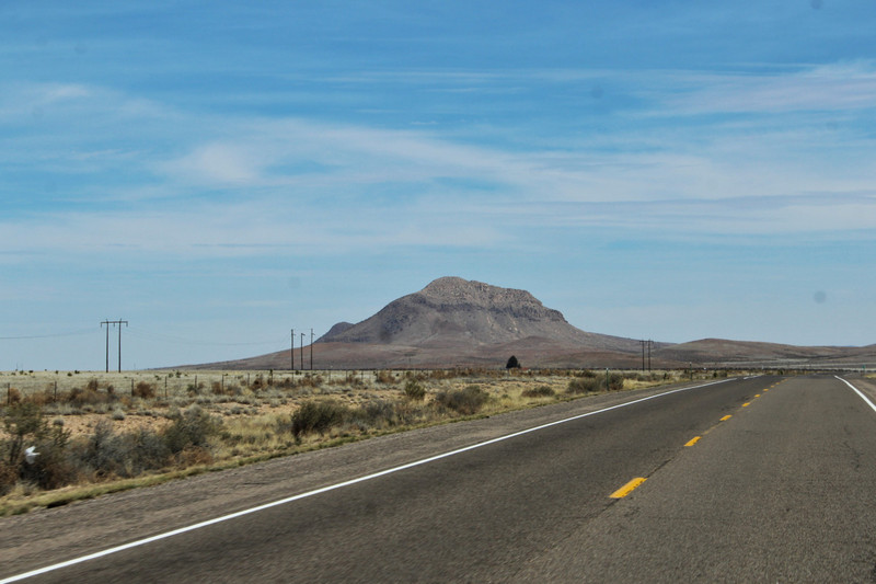a butte in the distance