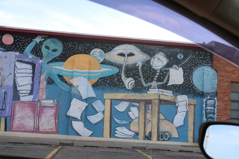 mural on the wall in Roswell