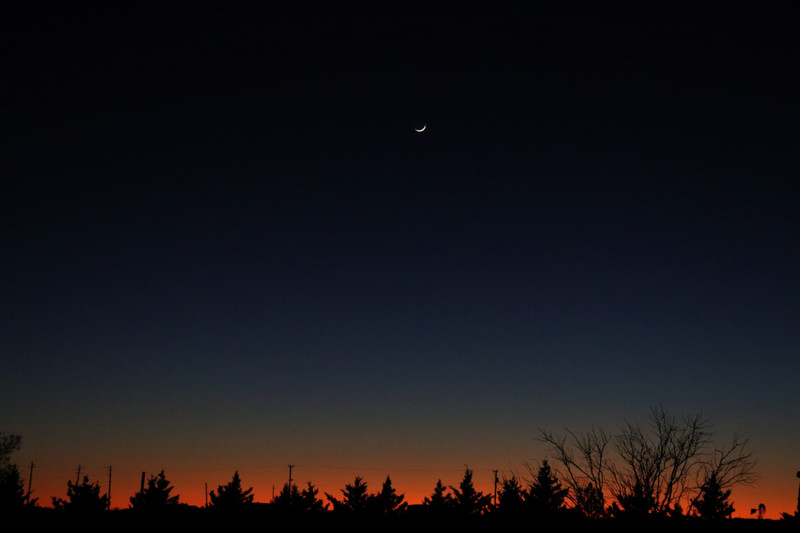 beautiful sky with the crescent moon