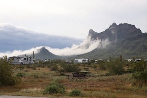 the morning fog in the desert