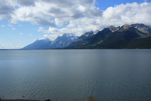 first view of the Tetons over Jackson Lake