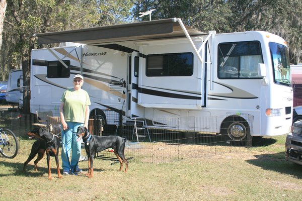 Ginnie with her rv and Lioness and Elliot
