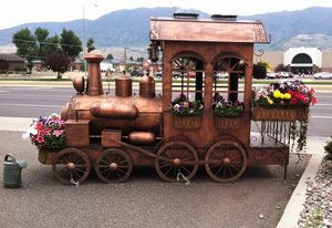 this is a train made of copper from Butte, the copper capital of the world.
