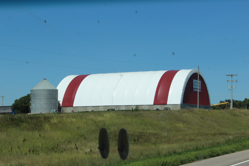 very strange, huge barn