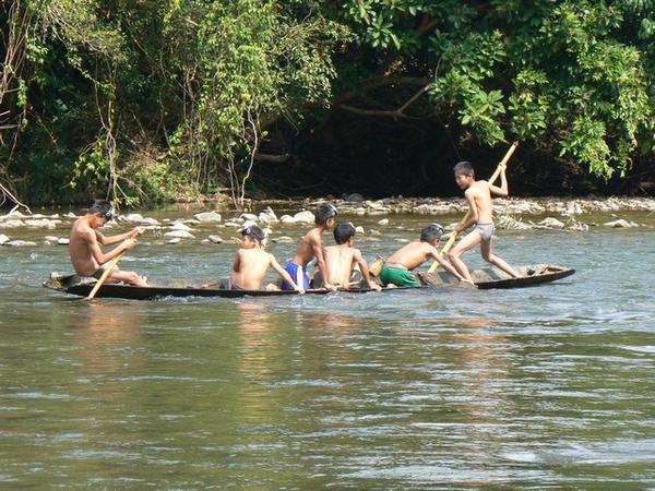 Boys playing on the Mekong!