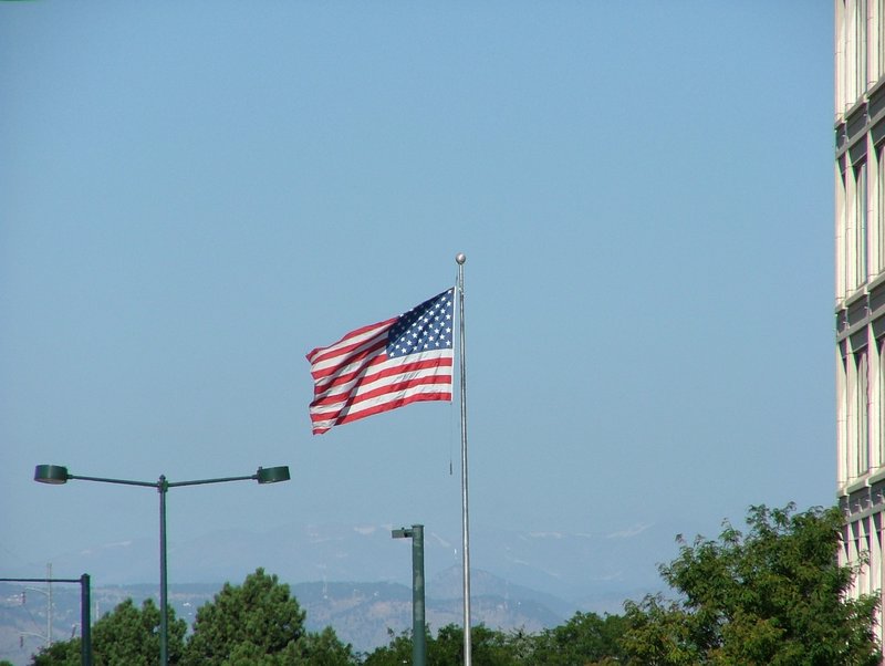 American Flag blowing in the Wind