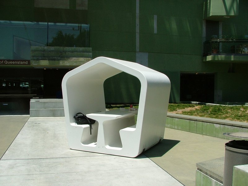 Interesting sitting area outside Library