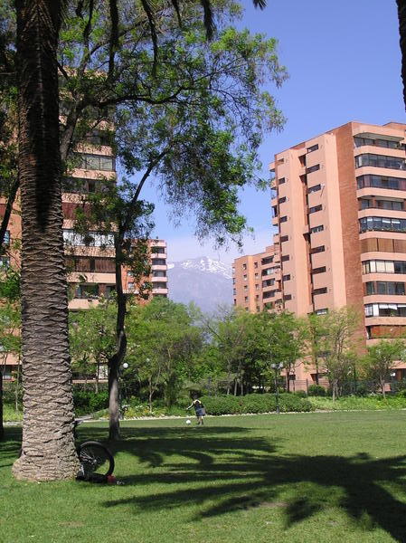 Look closely between the buildings to see a view of the Andes from my favorite park