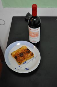 Wine and grilled cheese sandwiches