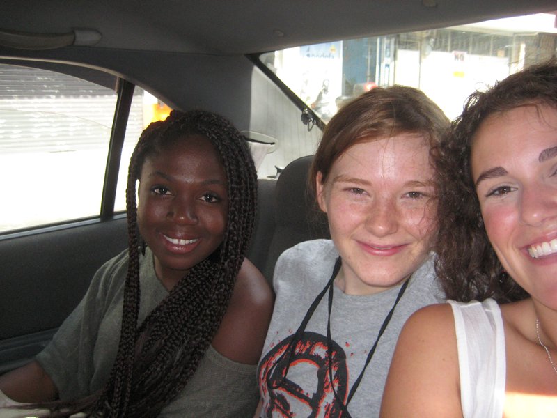 Charis and Adele and I in the cab
