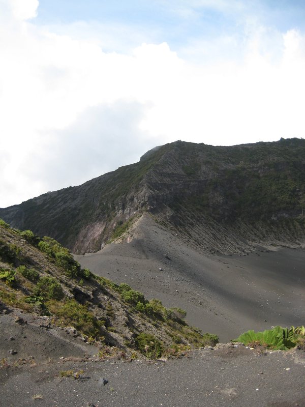 the ridge between the two main craters