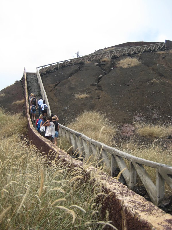 stairs up to a higher volcano lookout