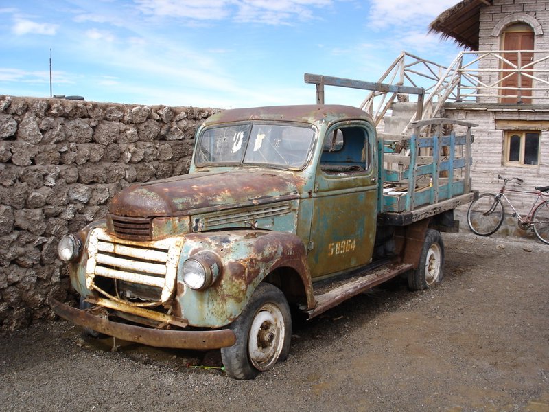 old truck in Colchani on the edge of the Salar