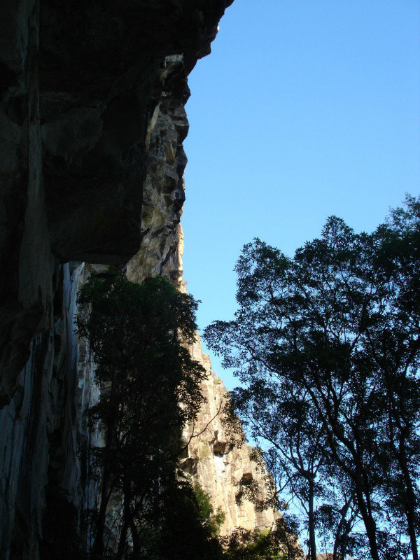 overhanging cliffs