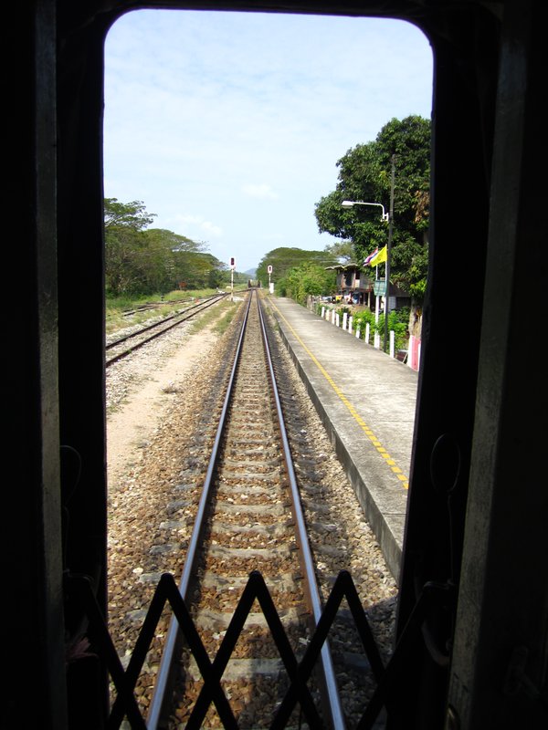 Standing at the back of the train with just a flimpsy gate to stop you falling off