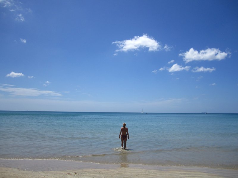 Kate on deserted beach in Ko Lanta