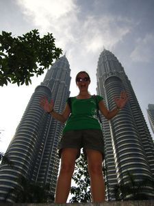 Kate in front of the Petronas Towers - Kuala Lumpur