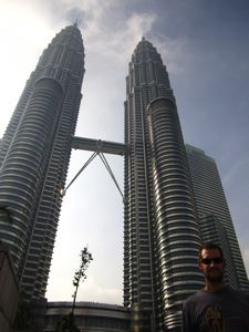 Terry in front of the Petronas Towers in Kuala Lumpur
