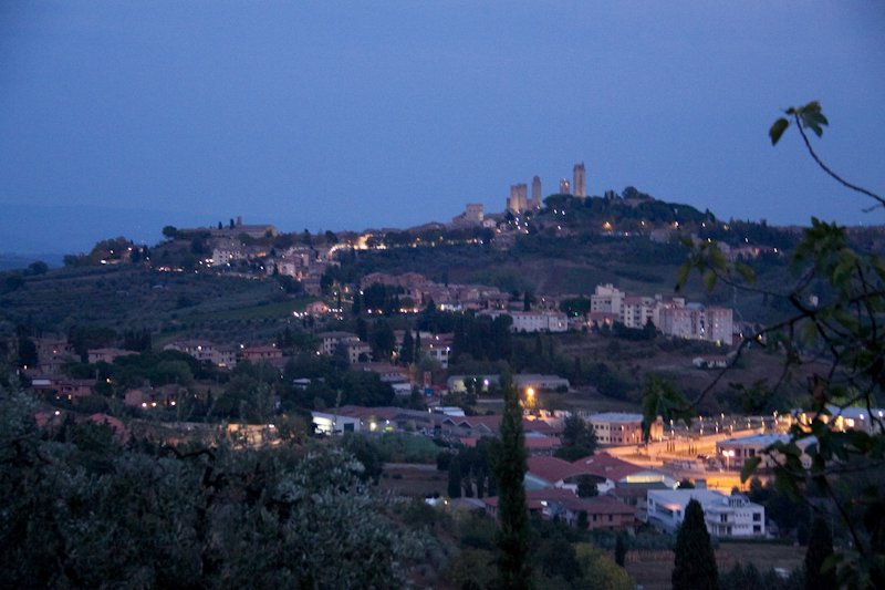 San Gimignano by night from our accom