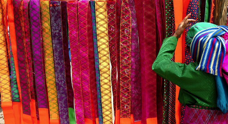 Brightly clothing Hmong fabrics