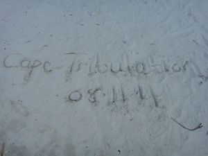 Writing on Cape Tribulation Beach