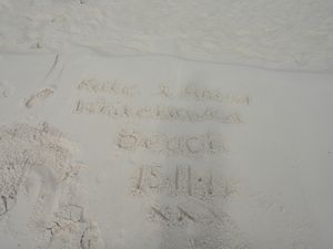 Sand writing on Whitehaven