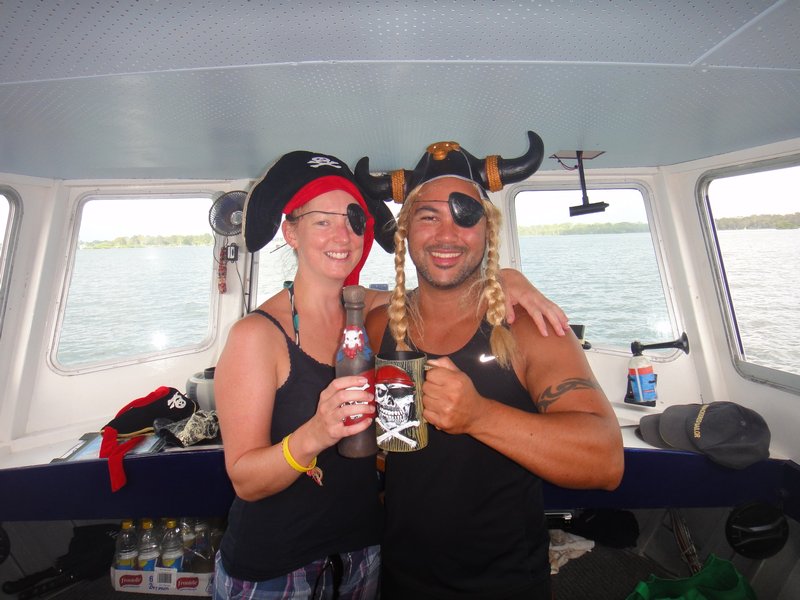 On boat to Tin Cann Bay - Pirates!!