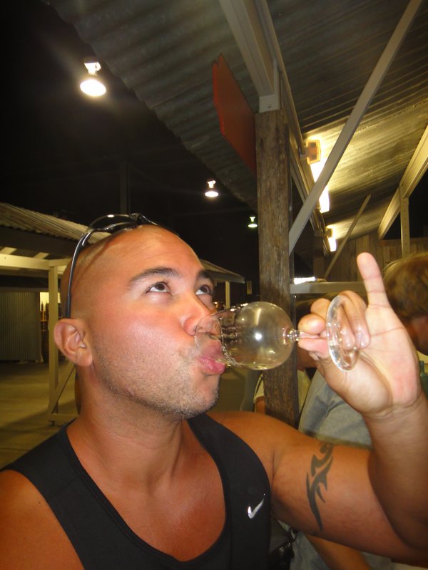 Anton tasting the wine!