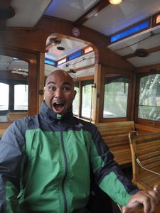 Anton very excited on the Trolley Bus Tour