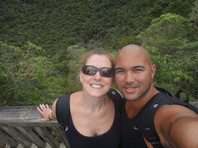 Kate and Anton at the top of Rangitoto