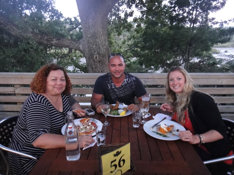 Liz, Anton and Kate out for dinner in Auckland